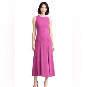Ralph Lauren Purple Label Fitted Dress Size 4 Fucsia Pleats Flare Minimalist